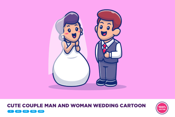 Cute Couple Wedding Illustration: Perfect for Creative Projects