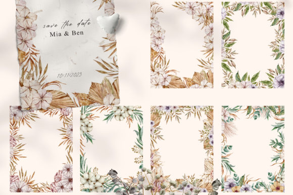Enchanting Watercolor Frames for Bohemian Wedding Designs