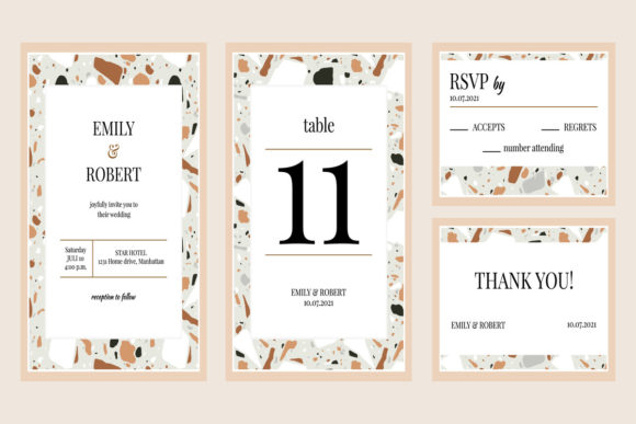 Mosaic Texture Wedding Invitations: A Vintage Template