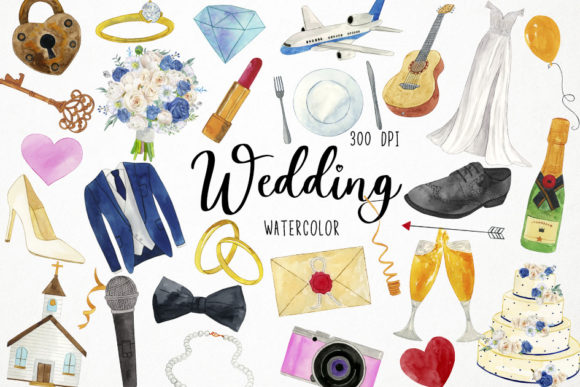 Watercolor Wedding Clipart: Hand-Painted Elements for Your Designs