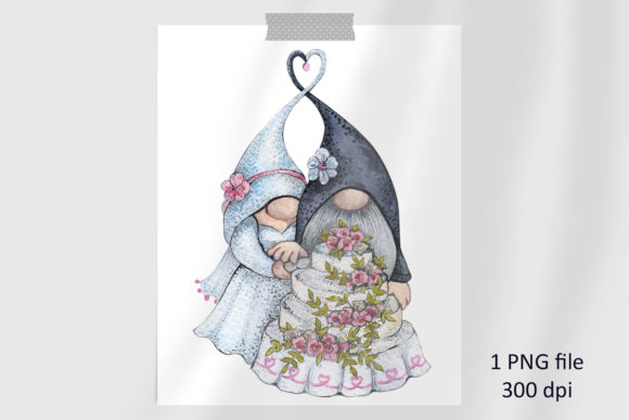 Watercolor Wedding Gnomes: A Whimsical Design Asset