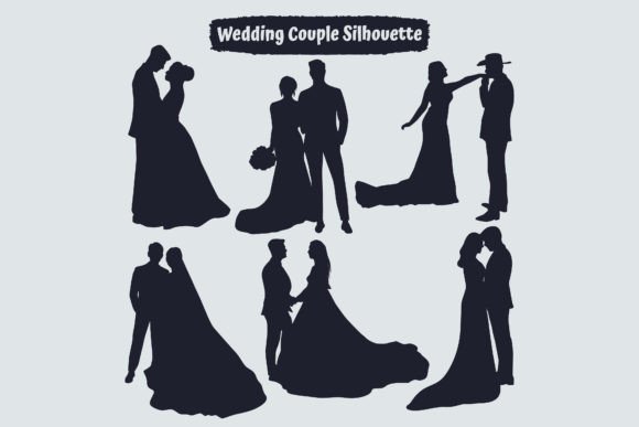 Wedding Couple Silhouettes: A Versatile Illustration Collection